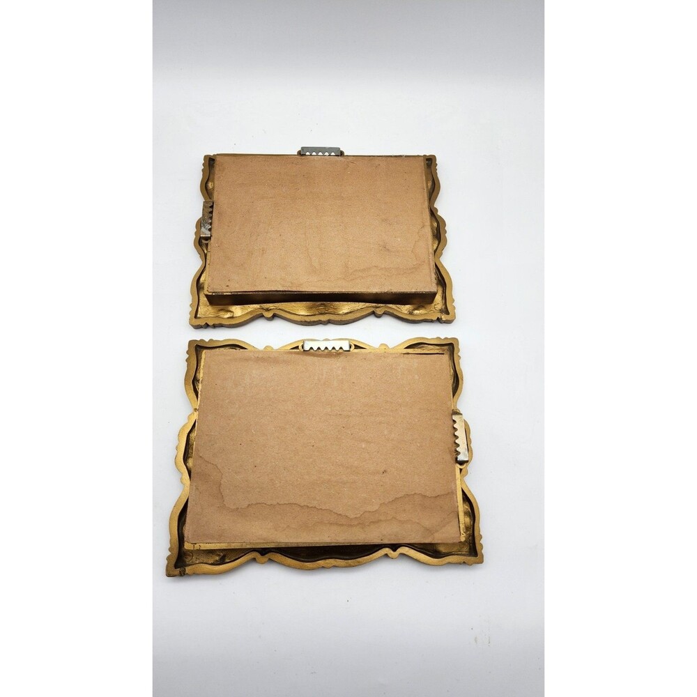 Vintage Set Italian Resin Frame Gilded Wall Mirrors Floral Motif 9"x 7" READ - Picture 12 of 12